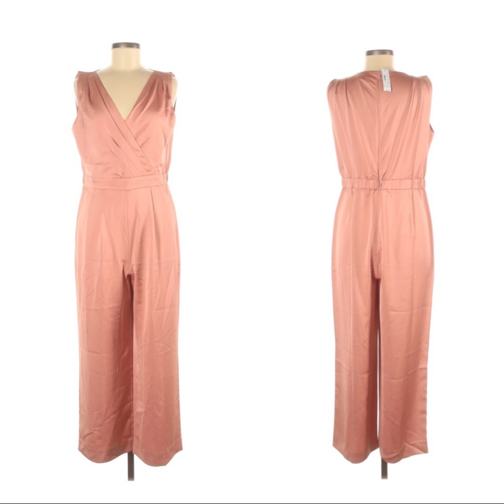 J. Crew Pink Satin Gloucester Back Crepe Jumpsuit - Picture 2 of 8